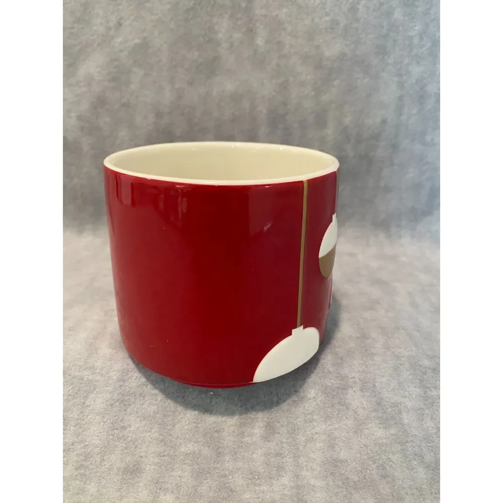 2012 Starbucks Coffee Mug‎ Cup Christmas Red with Gold and White Ornaments